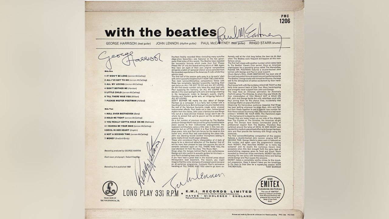 This "With the Beatles" album was signed by John Lennon and Ringo Starr.