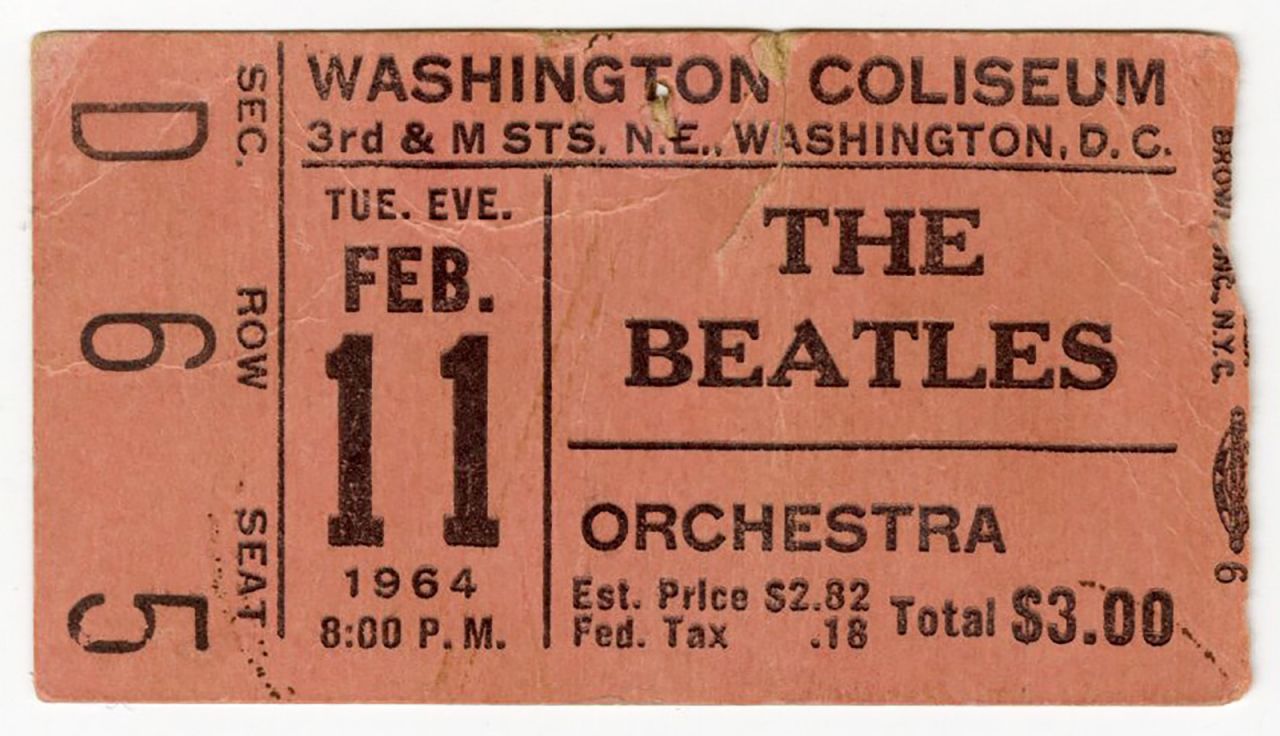 A ticket stub from the Beatles' first concert in the US