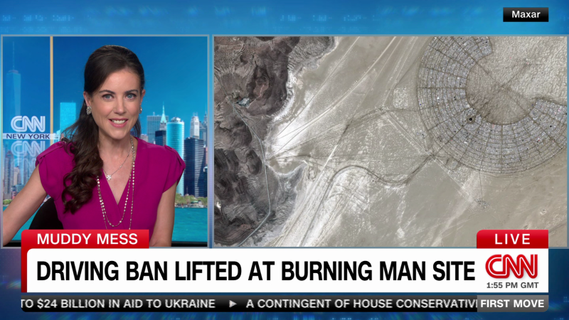 Huge exodus of people getting out of the Burning Man festival in Nevada.