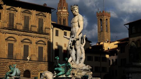 Florence stock. A statue of Neptune in the Piazza della Signoria in Florence in Italy. Picture date: Thursday February 18, 2016. Photo credit should read: John Walton/PA Wire. URN:25584610