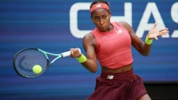 Tennis - U.S. Open - Flushing Meadows, New York, United States - September 5, 2023Coco Gauff of the U.S. in action during her quarter final match against Latvia's Jelena Ostapenko REUTERS/Brendan Mcdermid