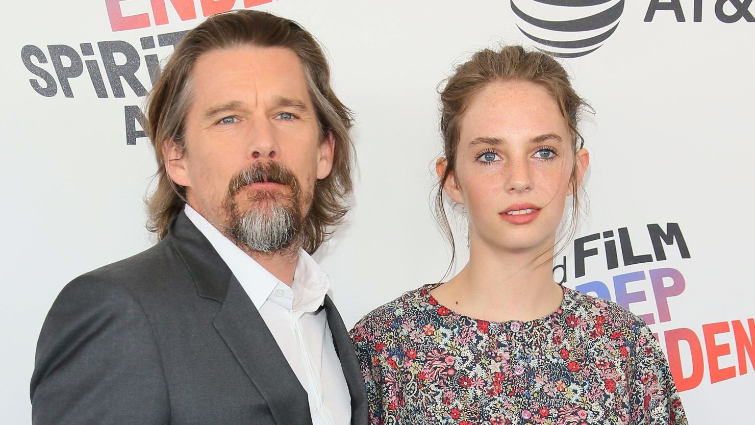 (From left) Ethan Hawke and Maya Hawke at the 2018 Independent Spirit Awards in Santa Monica. 