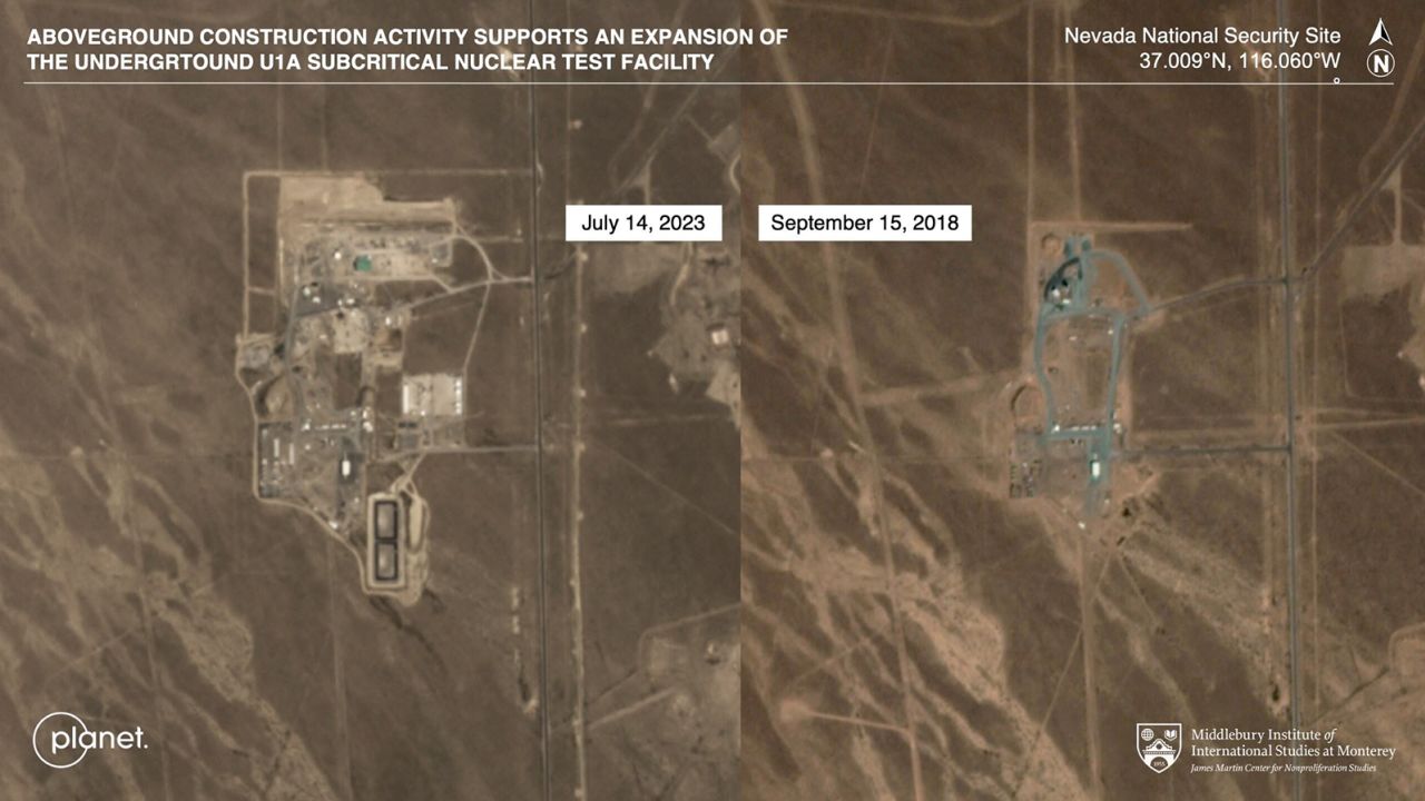 Construction activity, Nevada National Security Site from 2023 to 2018.