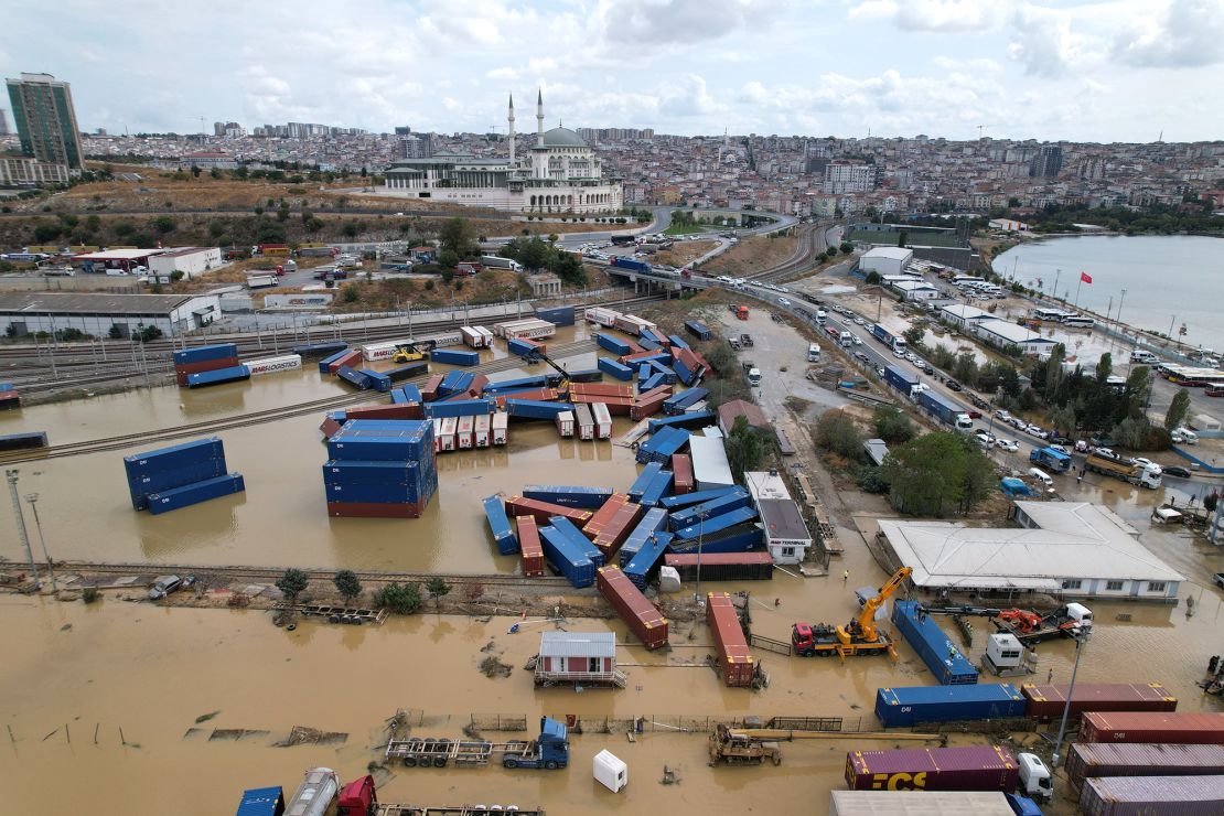 Flooding in Arnavutköy, Başakşehir and Küçükçekmece in Istanbul province, Turkey, on September 6, 2023.
