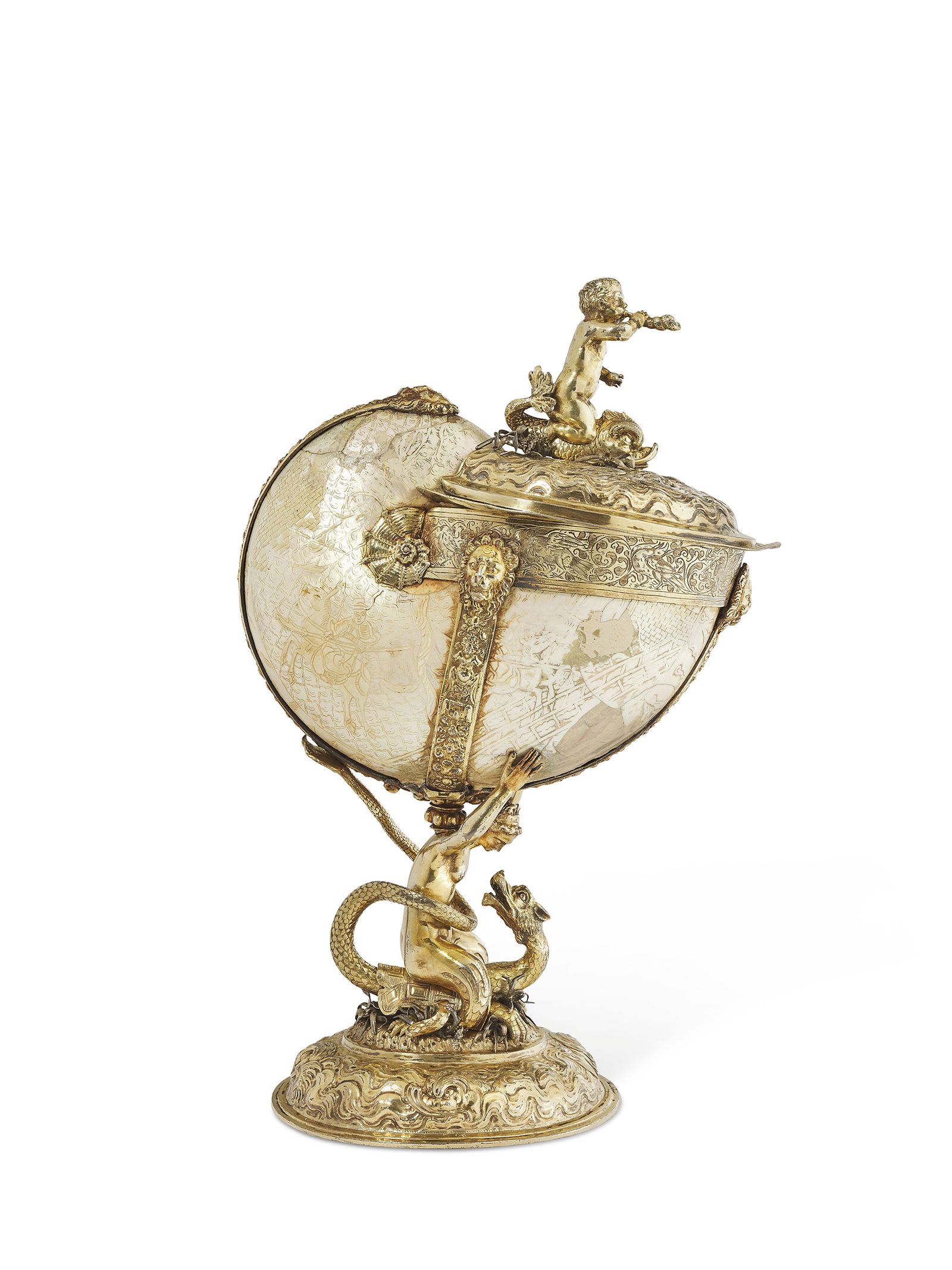 A GERMAN LARGE SILVER-GILT CUP AND COVER