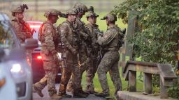 Pennsylvania State Police search the woods and creek in Pennsbury Township on Tuesday, September 5, 2023. (Credit Image: © Steven M. Falk/The Philadelphia Inquirer via ZUMA Press Wire)
