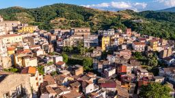 Panoramic view of Castiglione di Sicilia from above, Italy