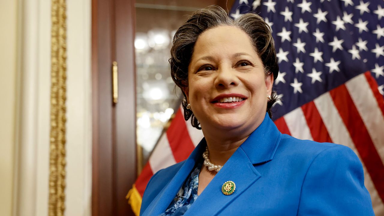 Virginia Rep. Jennifer McClellan is seen after a mock swearing-in ceremony in the US Capitol in Washington, DC, on March 7, 2023.