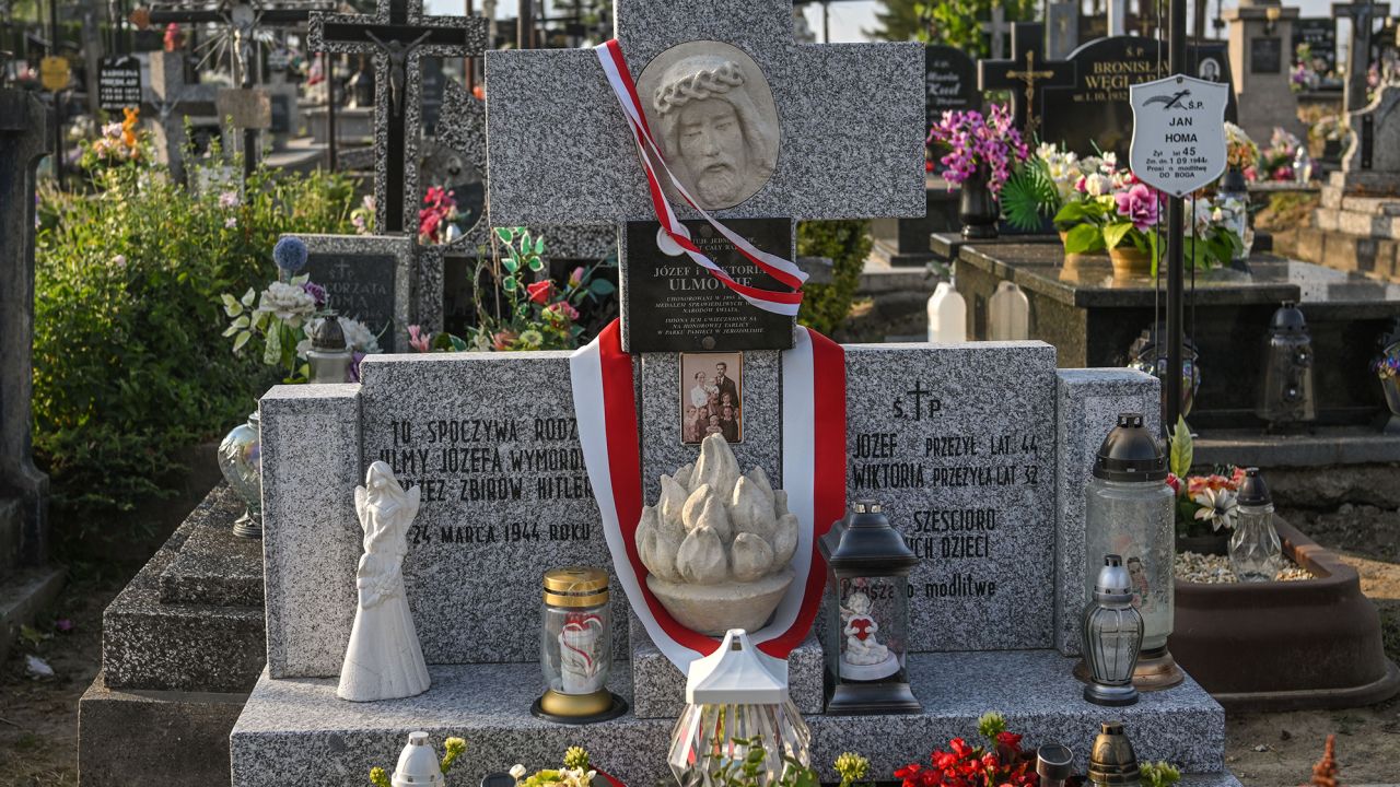 View of the Ulma family tomb in Markowa Cemetery, Poland on July 19, 2023