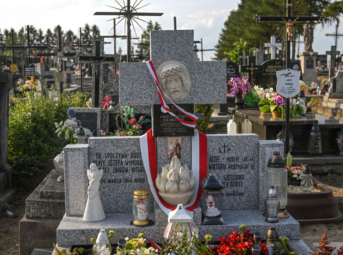 View of the Ulma family tomb in Markowa Cemetery, Poland on July 19, 2023 