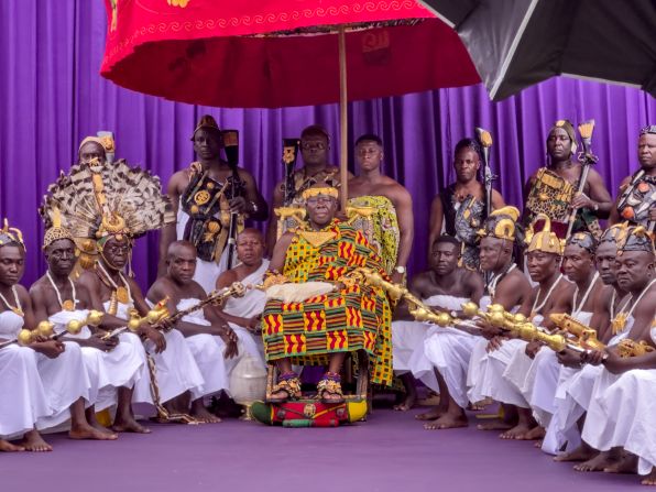 Otumfuo Nana Osei Tutu II, king of the Asante people of Ghana (center), in a behind-the-scenes photograph taken during part of the Pirelli calendar photoshoot in Ghana. It is not the first time the Pirelli calendar has been shot in part on the continent (previous editions have used Morocco, Tunisia, Botswana and the Seychelles), but it is the first time the calendar has visited West Africa.