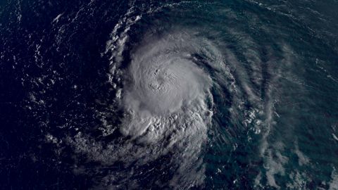 Satellite image shows Hurricane Lee over the Atlantic Ocean on Thursday morning.