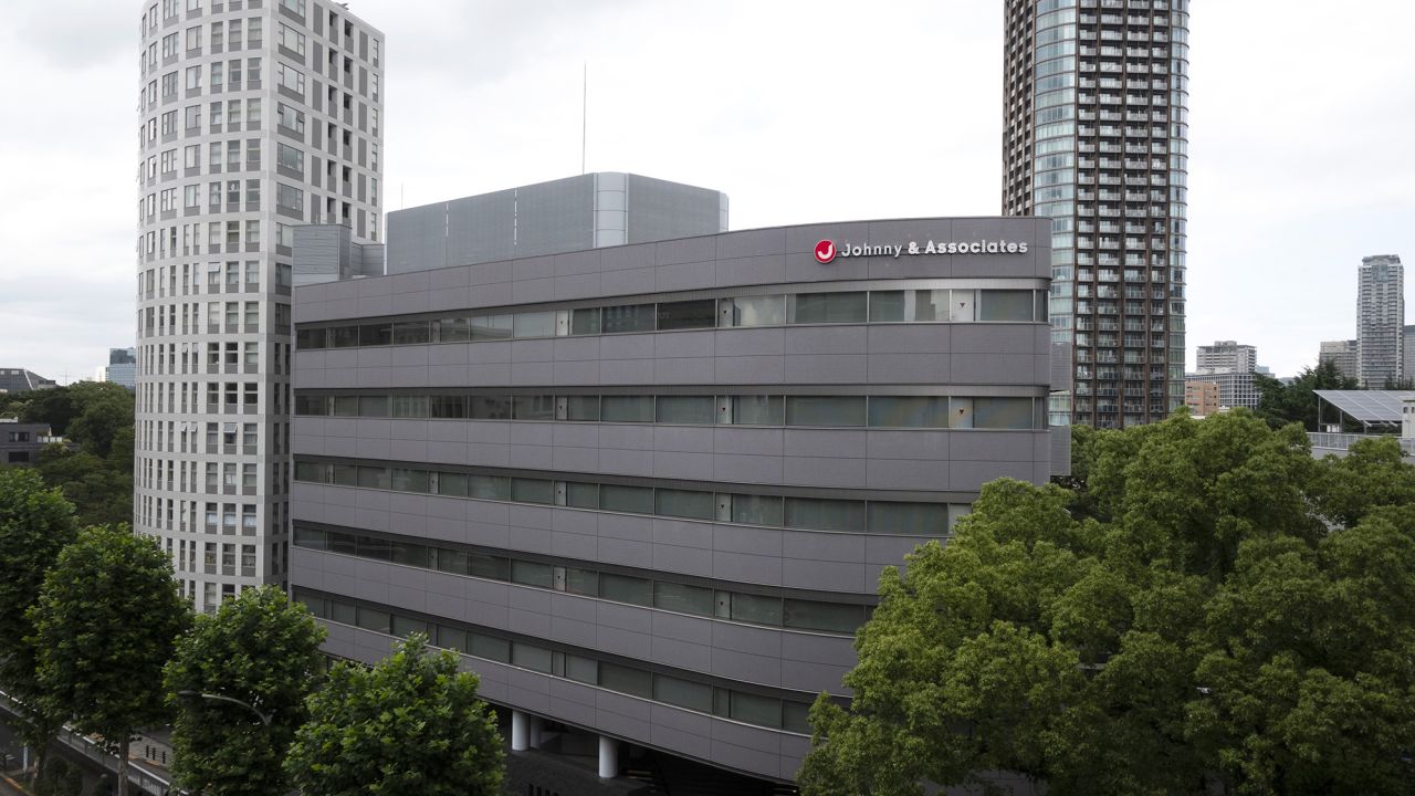The facade of the headquarters of Johnny & Associates in Tokyo, pictured on July 10