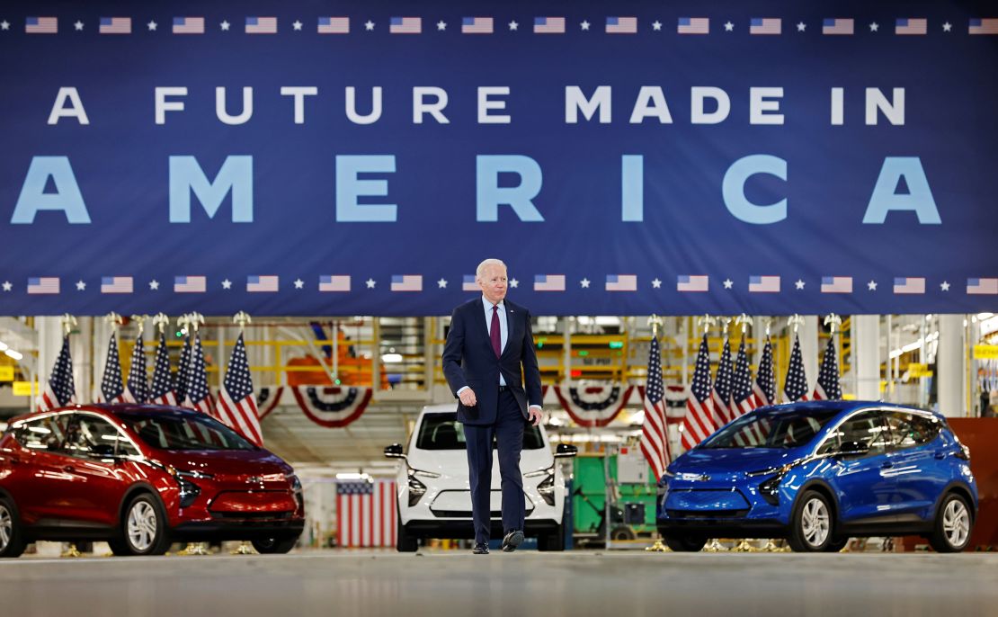 President Joe Biden after touring the General Motors'  electric vehicle assembly plant in Detroit in November  2021. 