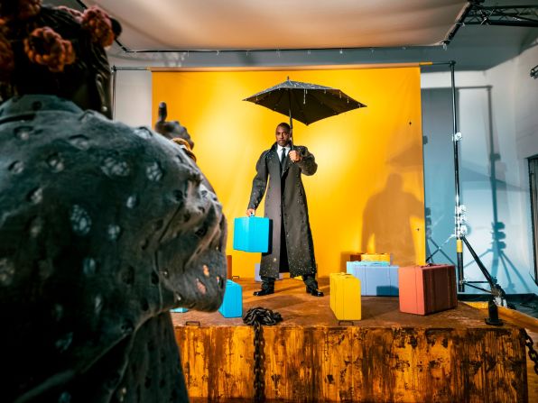 Actor Idris Elba was photographed for the 2024 Pirelli Calendar by Prince Gyasi. Gyasi used a large studio setup but the final images have received further digital embellishment.