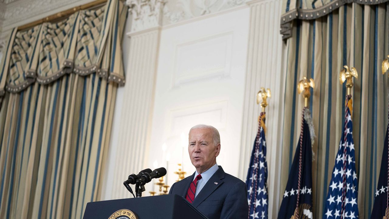 President Biden speaking at the White House on Wednesday.