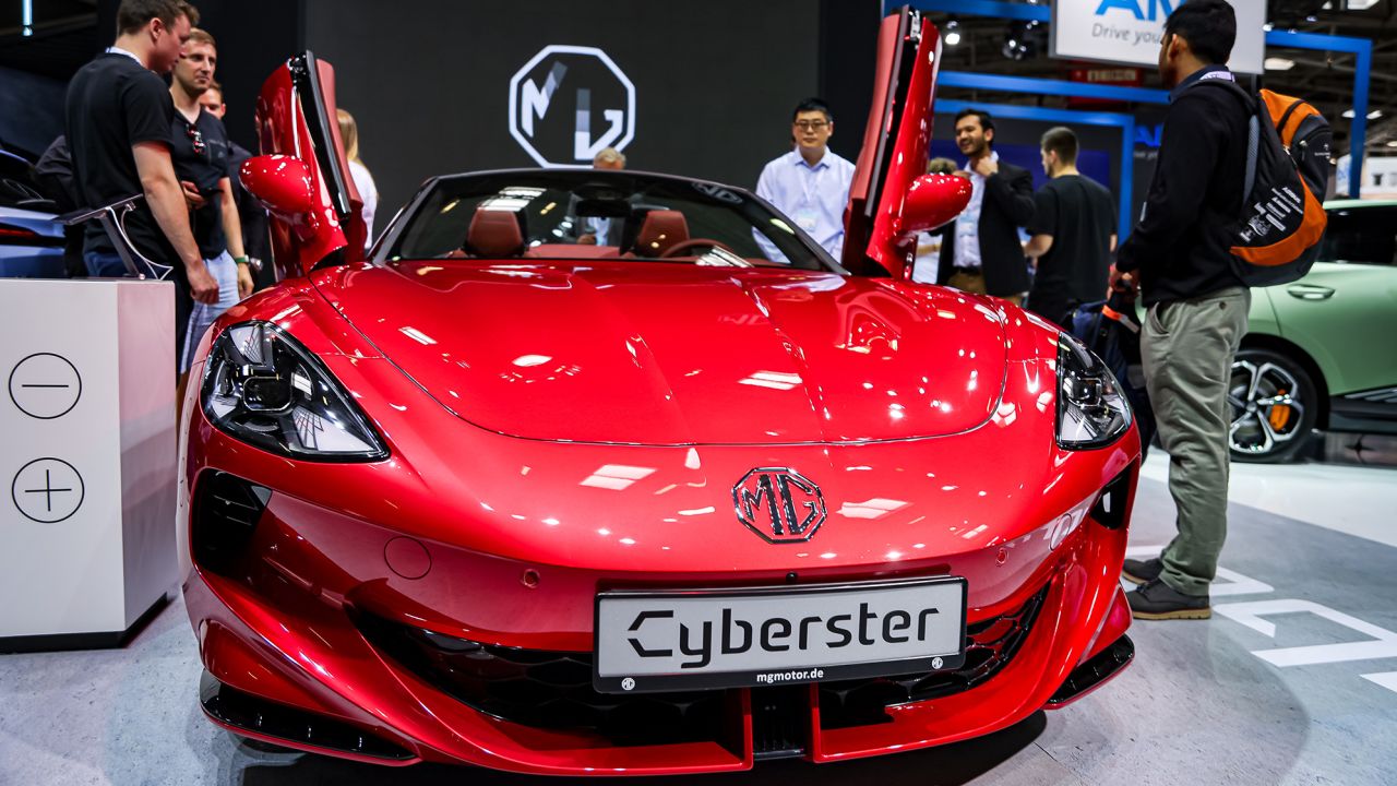 A Cyberster electric car by MG at the IAA Mobility  show on September 6