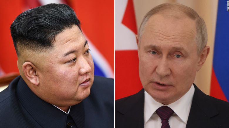 North Korea's leader Kim Jong Un and Russian President Vladimir Putin.