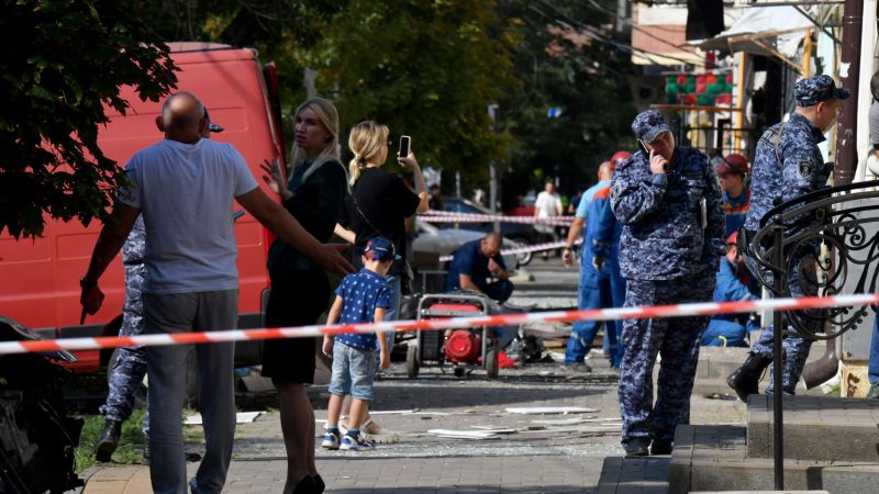 NextImg:Ukraine drone attack causes explosion near Russian military HQ | CNN