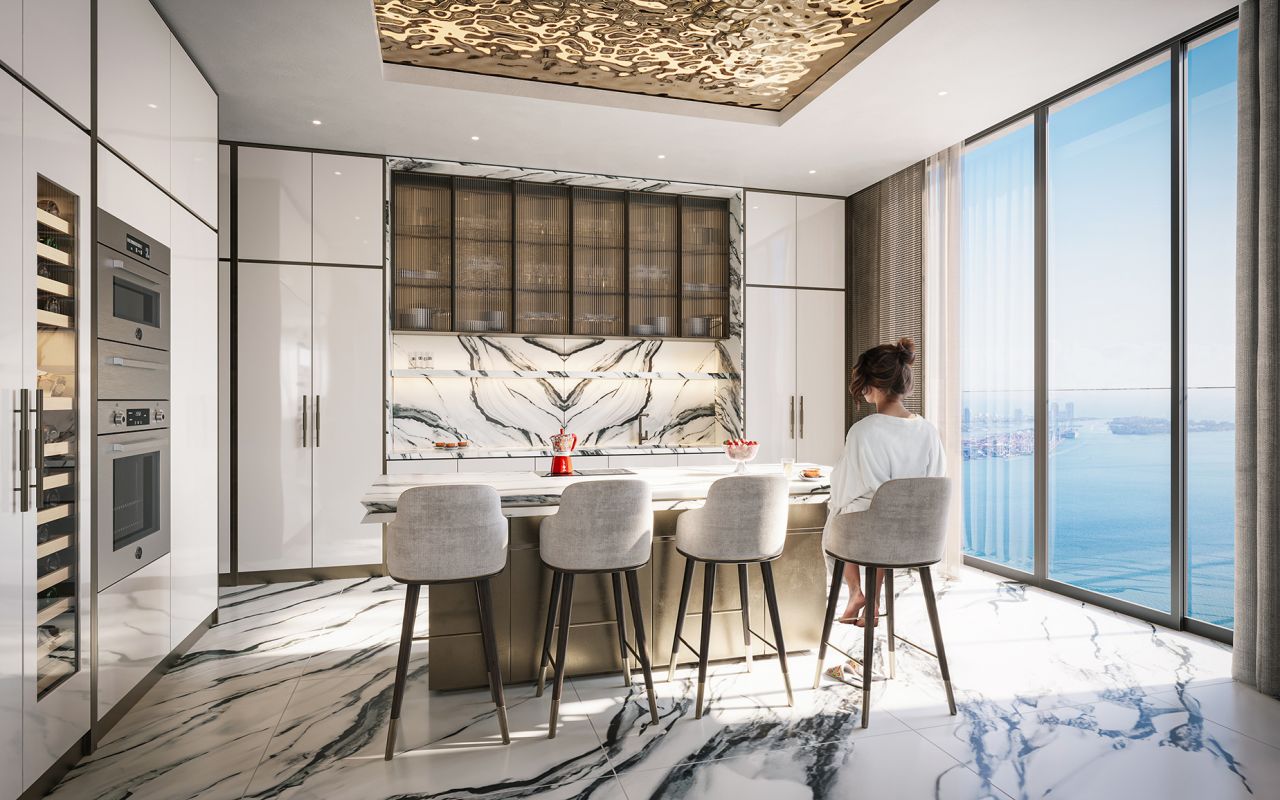 The condos come in different marble options and colorways and are 'curated' by designers Domenico Dolce and Stefano Gabbana.
