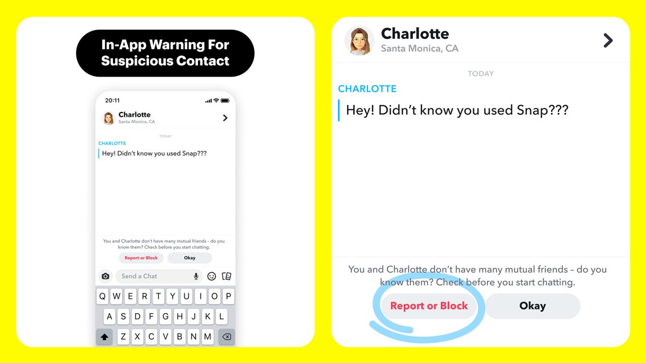 Snapchat is working to make its app even safer for teen users. The platform is rolling out new features and policies aimed at better protecting 13- to 17-year-old users, including a warning when a young user is about to add an account with whom they share no mutual friends. 