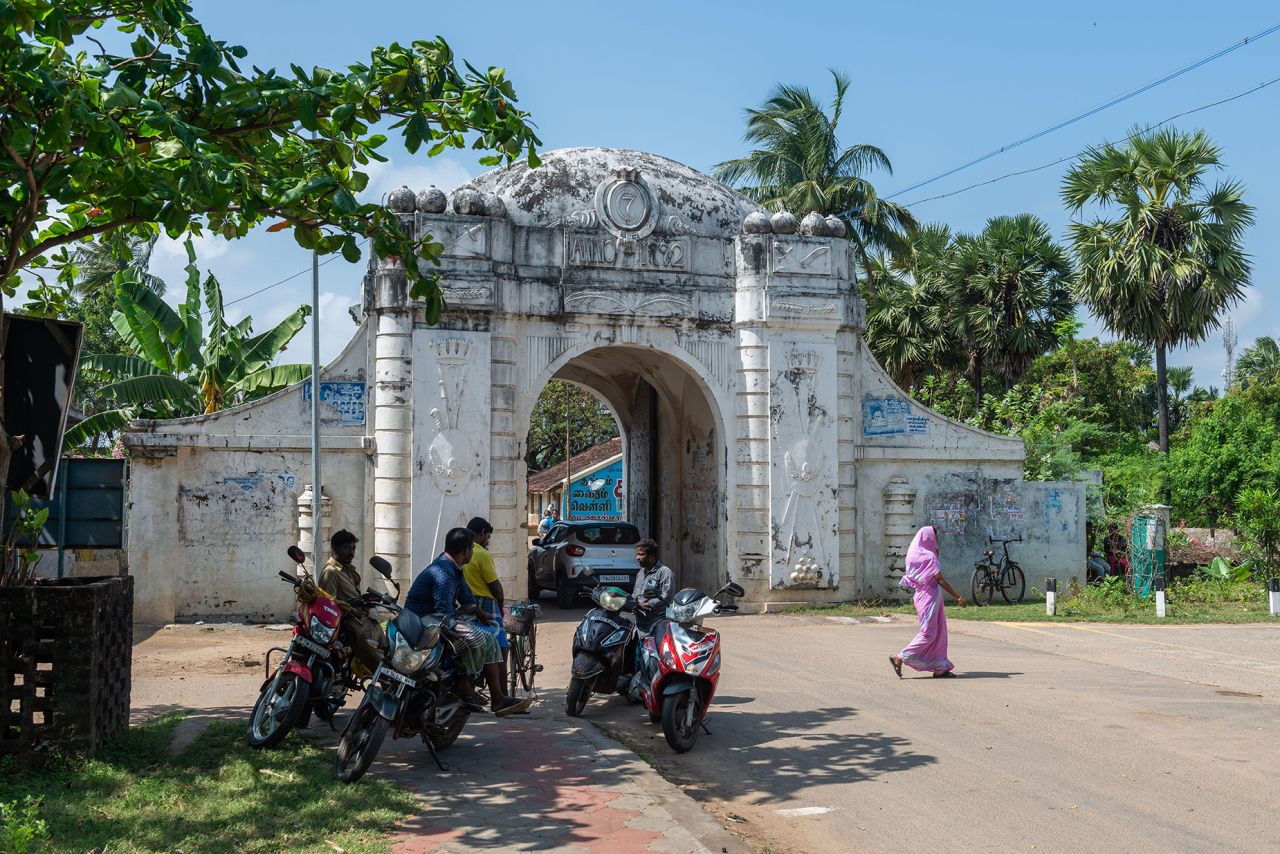 2HK31JM Tranquebar, India - January 2022: The gateway of the colonial village of Tranquebar.