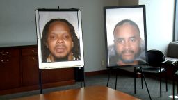 Images of Gregory Henderson Jr., left, and Maurice Ervin are seen at a news conference on September 7, 2023.