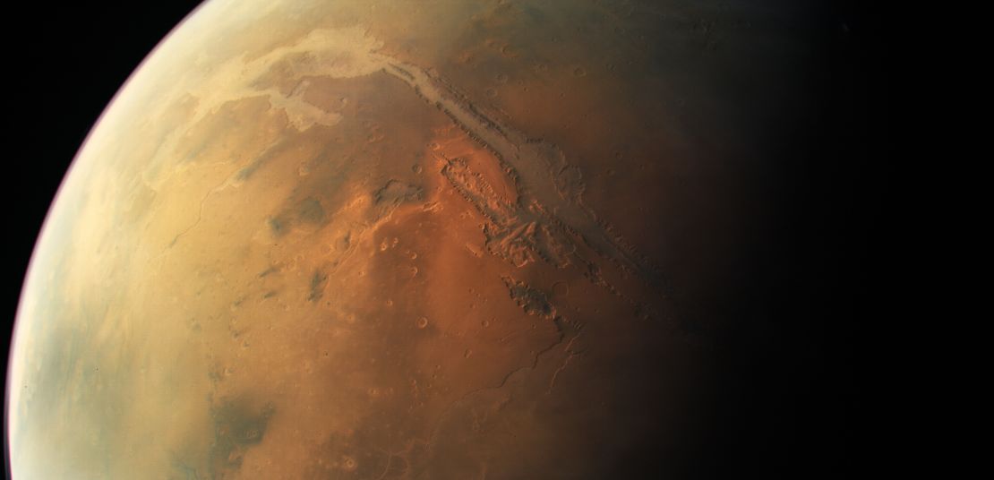 The new images show details of Mars’ topography, like the Valles Marineris which is known as the “Grand Canyon of Mars,” in stunning detail.