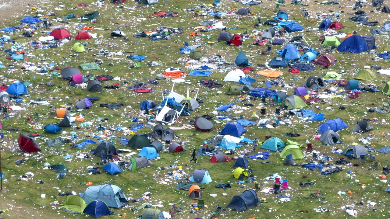 READING, ENGLAND - AUGUST 29: An aerial view of the Reading Festival campsite on August 29, 2022 in Reading, England.  (Photo by Chris Gorman/Getty Images)