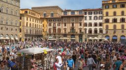 Florence's central square, Piazza della Signoria, is often a crush of tourists with few residents around.