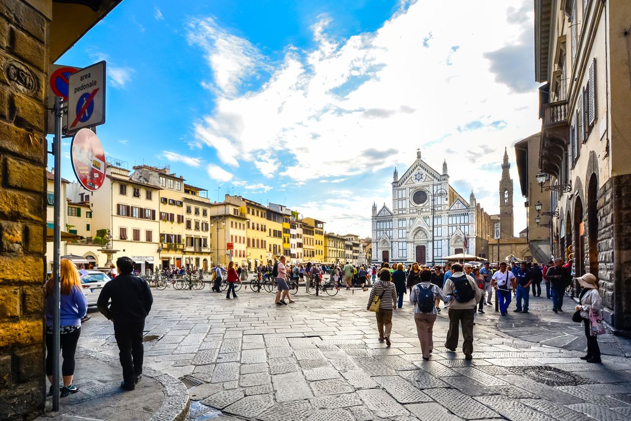 The Santa Croce district in central Florence is getting ever more popular with tourists.