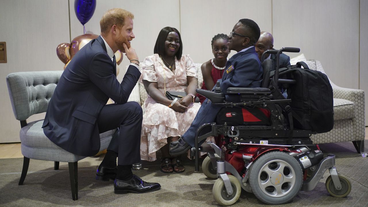 The Duke of Sussex spoke to Ruky Anighoro during the WellChild Awards at the Hurlingham Club in London, September 7, 2023. 