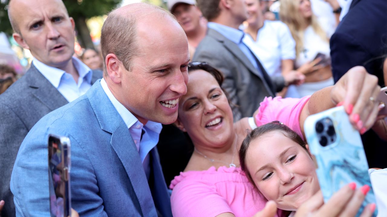 Prince William posed for selfies with the public while visiting businesses in Bournemouth, September 7, 2023.