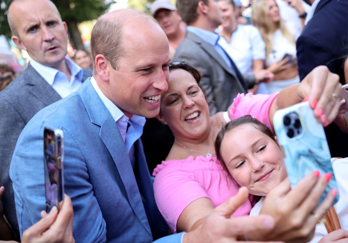 Prince William posed for selfies with the public while visiting businesses in Bournemouth, September 7, 2023.