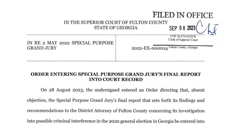 Съдия от щата Джорджия публикува пълния окончателен доклад в петък