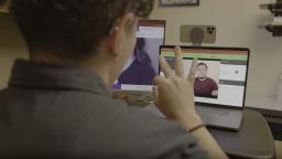 This screenshot from video provided by the US Department of Health and Human Services shows how American Sign Language services will now be available to 988 Suicide and Crisis Lifeline callers who are deaf, deaf-blind, or hard of hearing using a video phone.