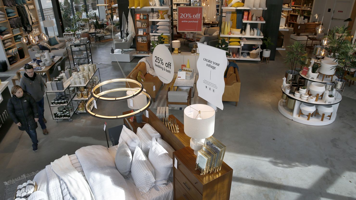 Customers shop at a new West Elm store at the Hillsdale Shopping Center in San Mateo, California.