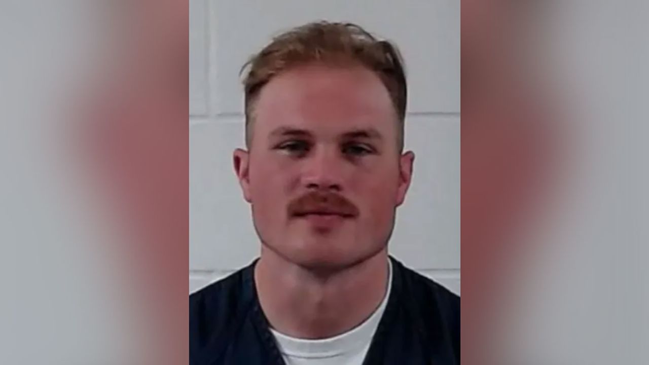 A booking photo of Zach Bryan