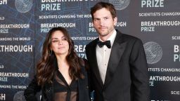 Mila Kunis and Ashton Kutcher arrive for the Ninth Breakthrough Prize Ceremony at the Academy Museum of Motion Pictures in Los Angeles, California, U.S., April 15, 2023.