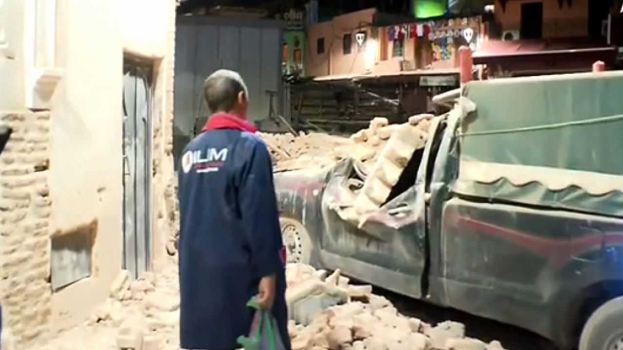 Morrow state-run Al-Aoula television on Saturday showed multiple buildings collapsed near the epicenter of the earthquake.