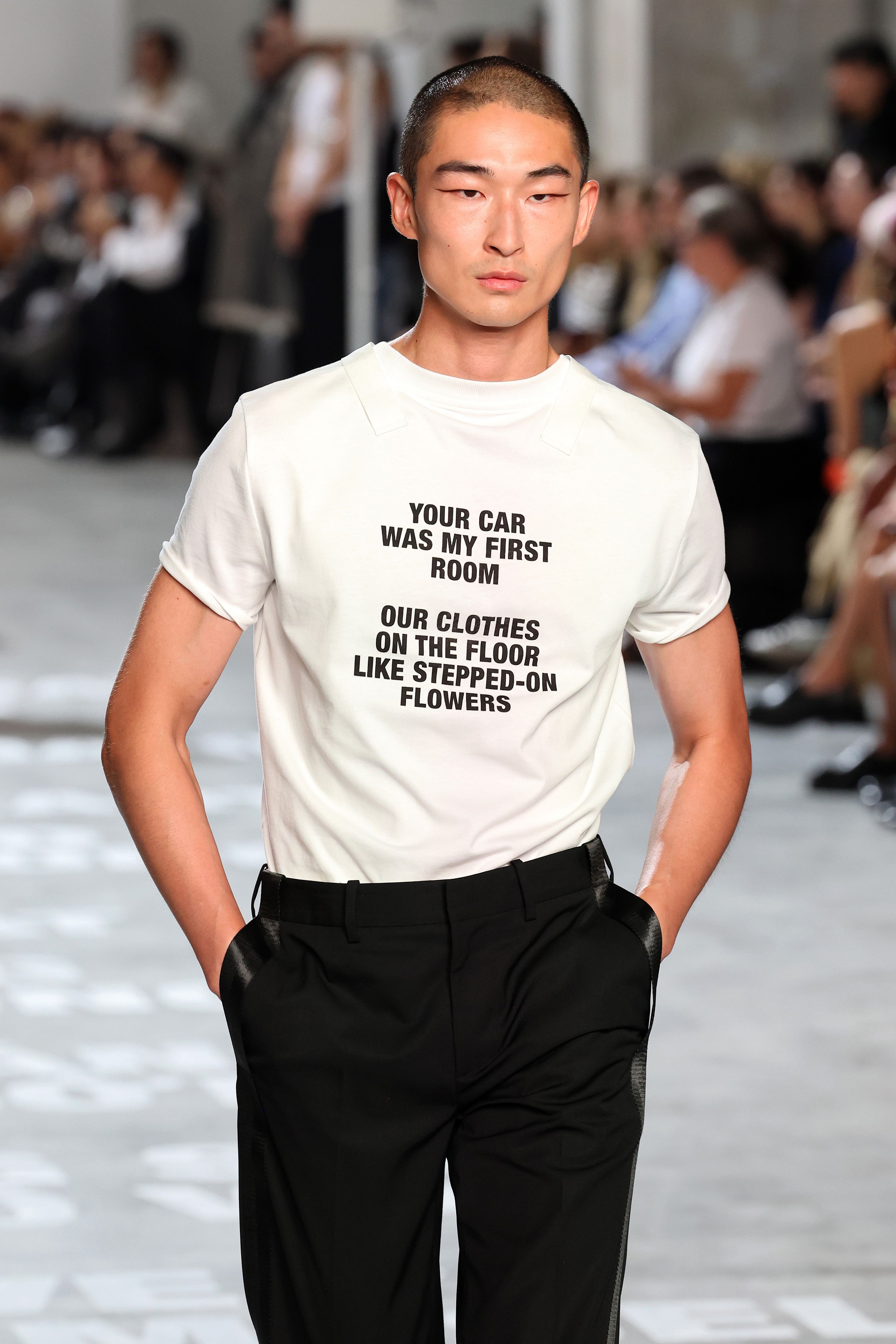 NEW YORK, NEW YORK - SEPTEMBER 08: A model walks the runway at the Helmut Lang fashion show during New York Fashion Week - September 2023: The Shows on September 08, 2023 in New York City. (Photo by Cindy Ord/Getty Images)
