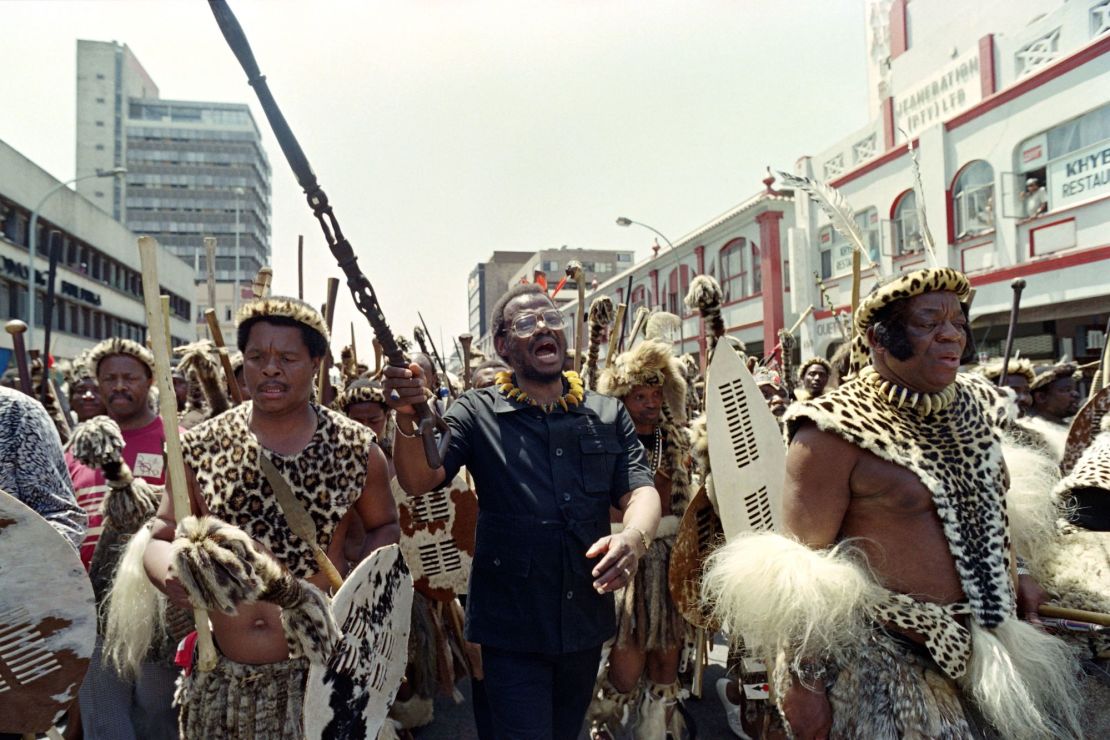 Buthelezi and his liberation movement Inkatha ye Nkululeke ye Sizwe clashed with the African National Congress (ANC) over many years, particularly throughout the 1980s during rebellions against apartheid.