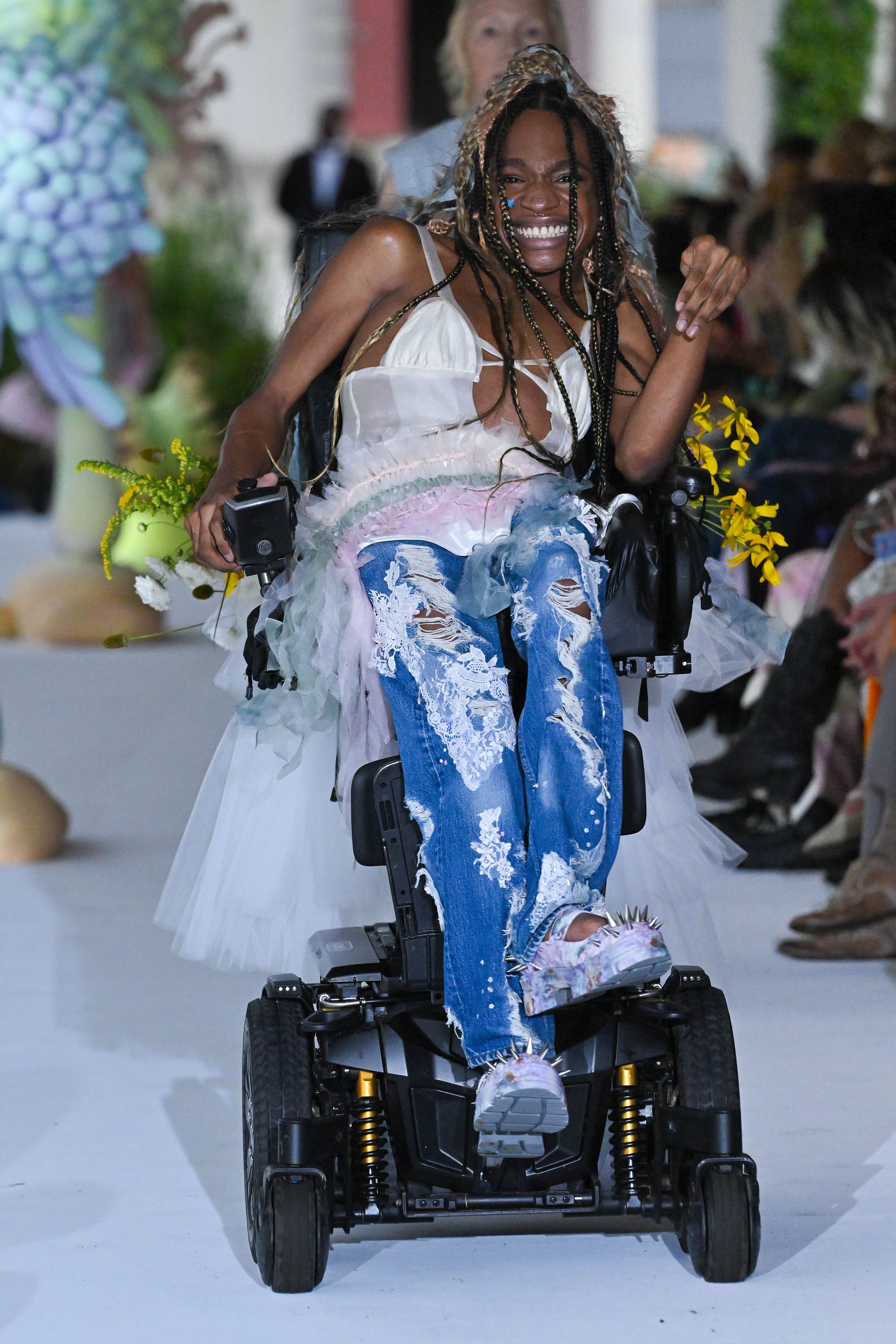 Model on the runway at Collina Strada Spring 2024 Ready To Wear Fashion Show on September 8, 2023 in New York, New York. (Photo by Rodin Banica/WWD via Getty Images)