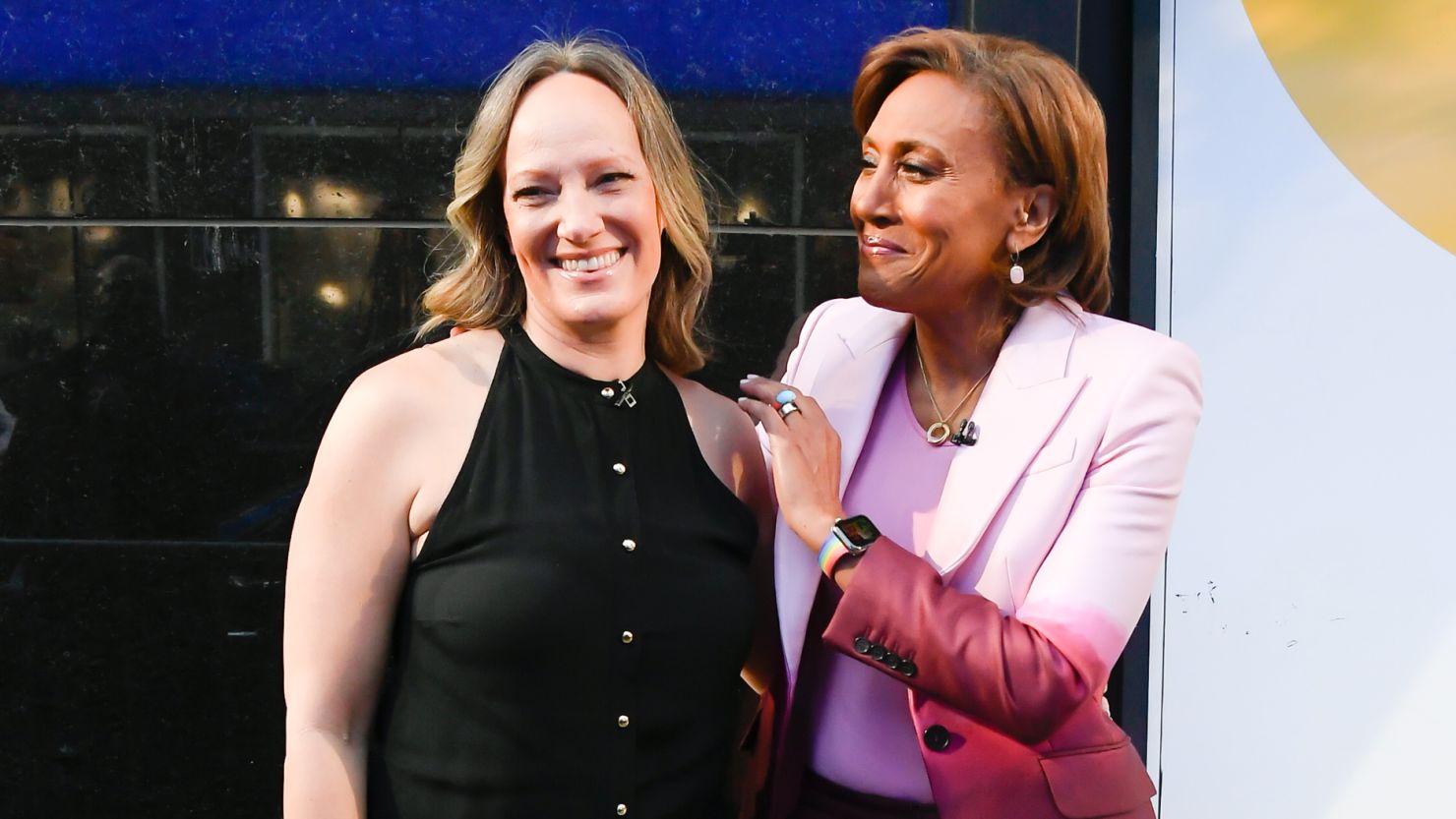 Amber Laign, left, and Robin Roberts are pictured in New York City in 2022. 