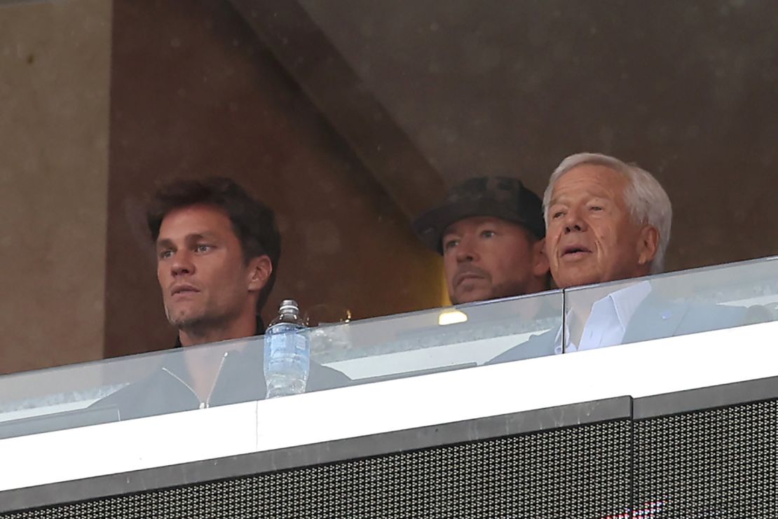Brady watched the game alongside New England Patriots owner Robert Kraft.