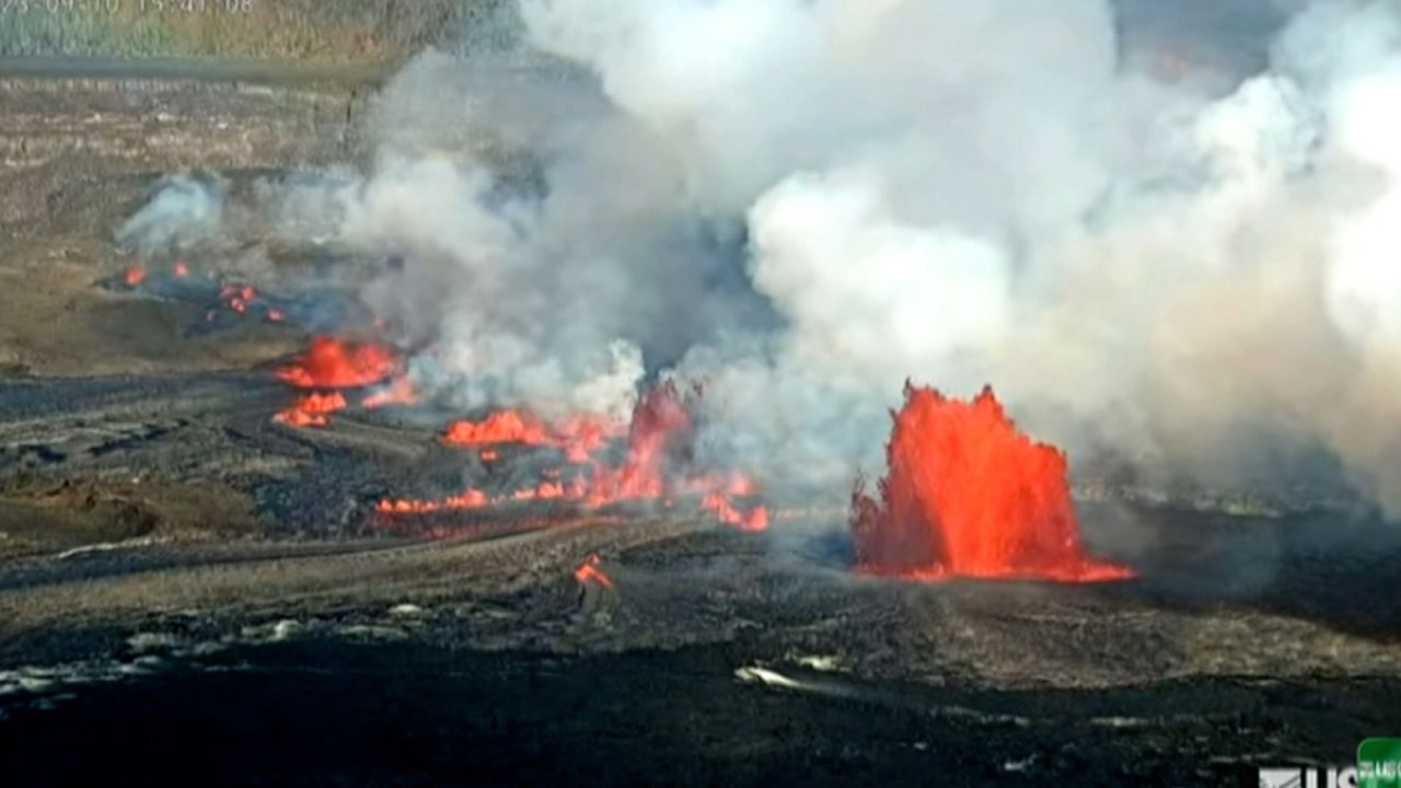 Kilauea in Hawaii erupts on Sunday for the first time since June. 