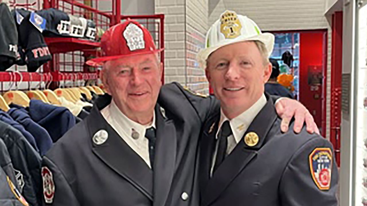 Lt. Joseph Brosi, left, and his son Jim Brosi both worked at Ground Zero on September 11, 2001.