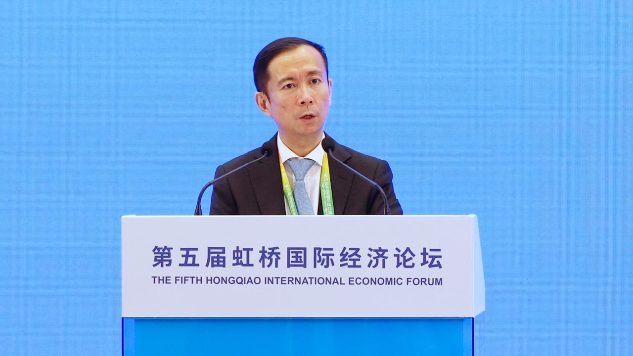 Daniel Zhang, the then CEO of Alibaba, speaks at a conference in Shanghai in November 2022.