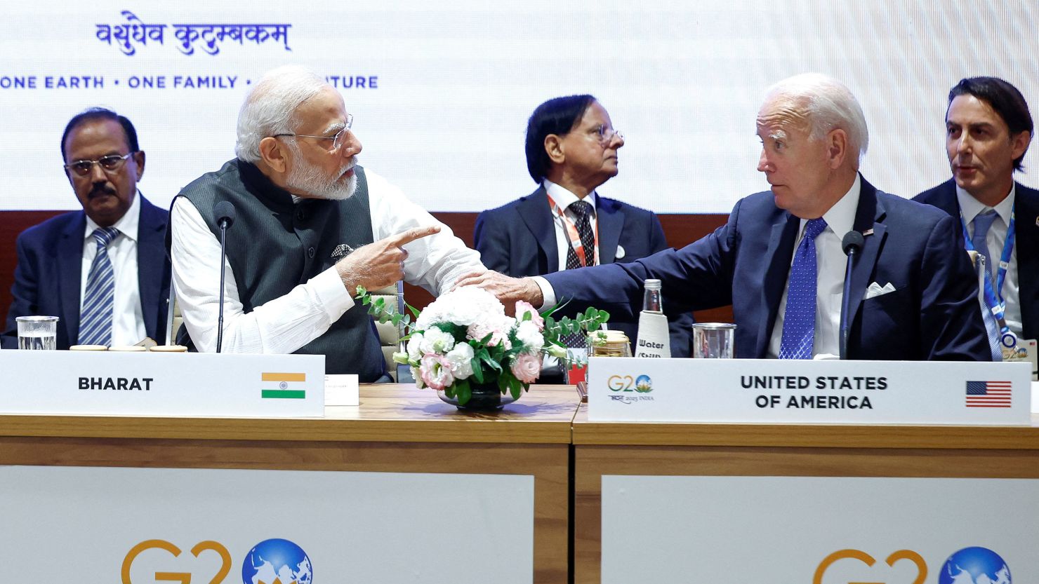 President Joe Biden and Indian Prime Minister Narendra Modi speak at the G20 summit in New Delhi on September 9, 2023.