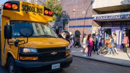 Students head back to school in Brooklyn on Thursday, September 7.